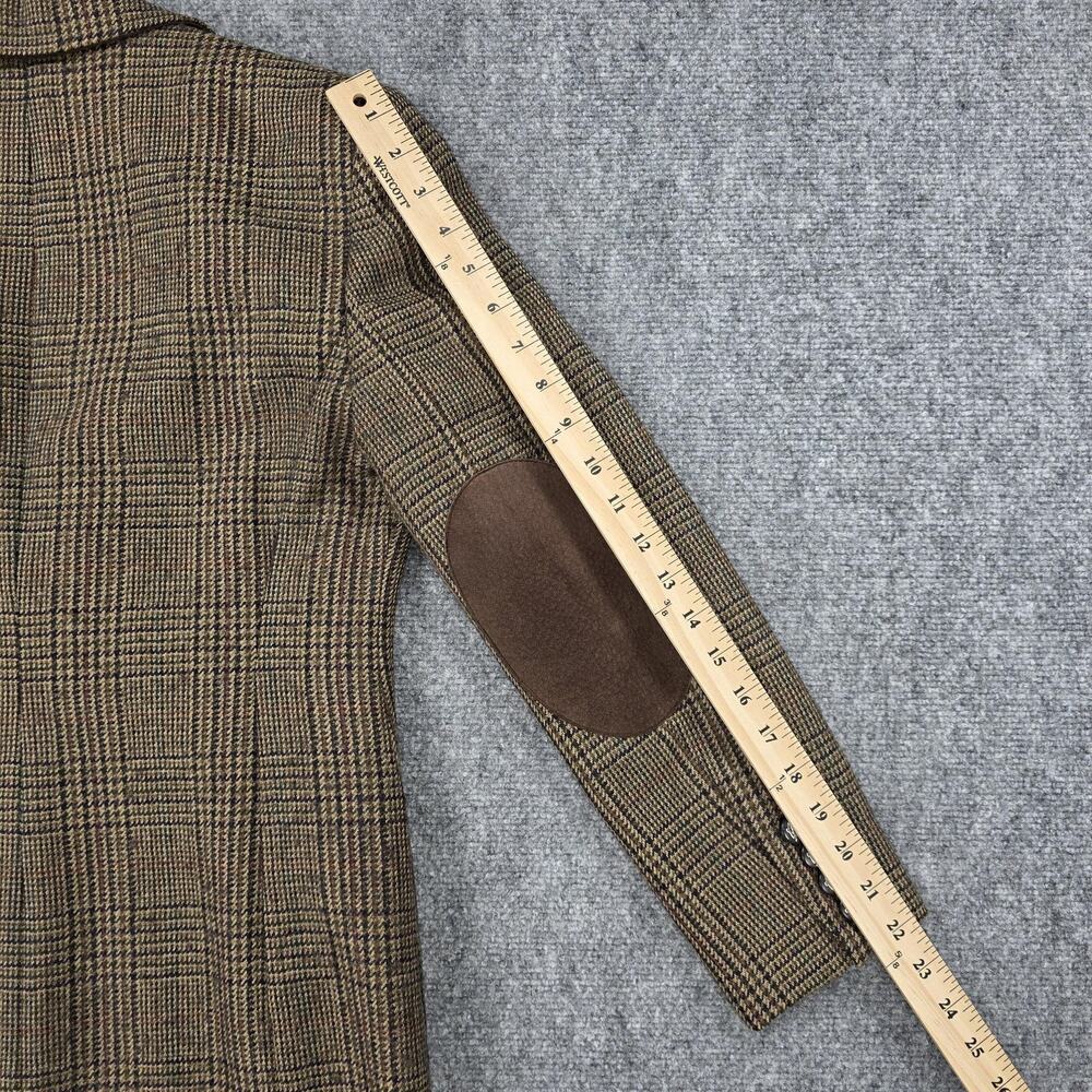 Lauren Ralph Lauren Blazer Womens 4P Brown Plaid Wool Alpaca Tweed Elbow Patch - Picture 8 of 16